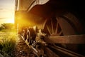 Steam locomotive wheel on the rail Royalty Free Stock Photo