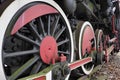 Steam locomotive wheels close up