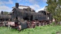 Steam locomotives museum in Sibiu, Romania - retro rail ways trains and locomotives Royalty Free Stock Photo