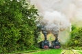 Steam locomotives racing in the Vaser Valley, Mocanita Maramures, Romania