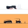 Steam locomotives. Vector illustration