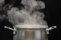 Steam over cooking pot Royalty Free Stock Photo