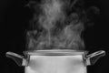 Steam over cooking pot in kitchen Royalty Free Stock Photo