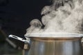 Steam on pot in kitchen