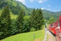 Steam-powered cogwheel train, up to Brienzer Rothorn mountain, tourist attraction switzerland