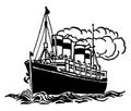 Steam Powered Ship, vintage illustration