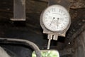 Steam pressure gauge on a vintage steam train Royalty Free Stock Photo