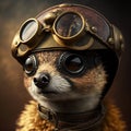 Steam punk meercat in an aviators` helmet. Royalty Free Stock Photo