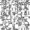 Steam punk seamless pattern background with pipes Royalty Free Stock Photo