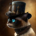 Steam punk siamese cat portrait. Royalty Free Stock Photo