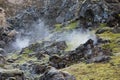 Steam raising among rocks in Landmannalaugar area, Iceland Royalty Free Stock Photo