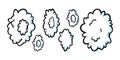 Steam rings in comic style. Growing row of round clouds of vapour or smoke for cigar, cigarette or quick motion. Vector