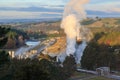 Steam rises from the Wairakei Geothermal Power Station, New Zealand Royalty Free Stock Photo