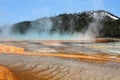 Midway Geyser Basin, Yellowstone National Park, Steam Rising From Grand Prismatic Spring, Wyoming, USA