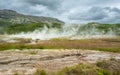 Steam rising off a hot spring at the Geysir and Haukadular geothermal area Royalty Free Stock Photo