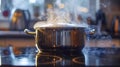 Steam rising from a pot on an induction cooktop demonstrating its precise temperature control