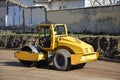 Steam roller at the road construction Royalty Free Stock Photo