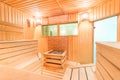 Steam room wooden Finnish sauna Royalty Free Stock Photo