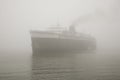 Steam ship in fog