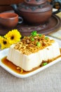 Steam Tofu with fried onion chinese style Royalty Free Stock Photo