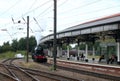 Steam train arriving at York railway station