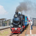 Steam train of Childrens railway before departure. Saint Petersburg