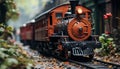 Steam train chugs through forest, a nostalgic journey through history generated by AI