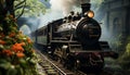 Steam train chugs through forest, a nostalgic journey through history generated by AI Royalty Free Stock Photo