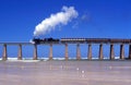 Steam train crossing Kaaimans River bridge South Africa