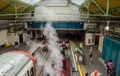 Steam train at Ealing Broadway Station, London