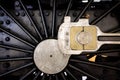Steam train engine wheel closeup Royalty Free Stock Photo
