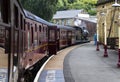 Steam Train at Keighley Railway Station on Keighley and Worth Valley Railway. Yorkshire, England, UK,