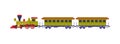 Steam Train or Locomotive Pulling Passenger Wagon Vector Illustration Royalty Free Stock Photo