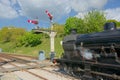 Steam train and signals Royalty Free Stock Photo