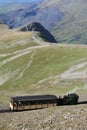 A steam train of the Snowdon Mountain Railway ascending to the summit of Mount Snowdon