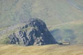 A steam train of the Snowdon Mountain Railway ascending to the summit of Mount Snowdon Royalty Free Stock Photo