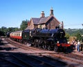 Steam train in station, Highley, UK.