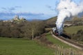 Steam Train on the Swanage Railway near Corfe Castle, Dorset.England Royalty Free Stock Photo