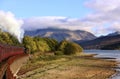 Steam train travelling towards Ben Nevis, Scotland Royalty Free Stock Photo