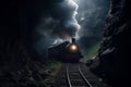 Steam train tunnel. Generate Ai Royalty Free Stock Photo