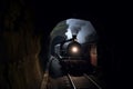 Steam train tunnel light. Generate Ai Royalty Free Stock Photo