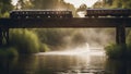 A steam train on a wooden trestle bridge over a river. Royalty Free Stock Photo