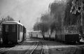 steam trains waiting for passengers in the station