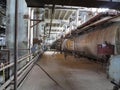 Steam turbine, machinery, pipes, tubes at power plant Royalty Free Stock Photo