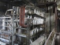 Steam turbine, machinery, pipes, tubes at power plant Royalty Free Stock Photo