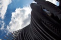 Steam turbine of nuclear power plant against the sky Royalty Free Stock Photo