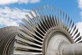 Steam turbine of nuclear power plant against sky Royalty Free Stock Photo