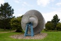 Steam turbine of nuclear power plant against a sky Royalty Free Stock Photo