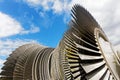 Steam turbine of nuclear power plant against sky Royalty Free Stock Photo