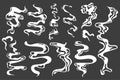 Steam vapor effect. Cartoon cigarette curly smoke, fog and steam comic design. Vector isolated set Royalty Free Stock Photo